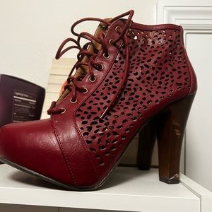 Burgundy statement piece boot heels